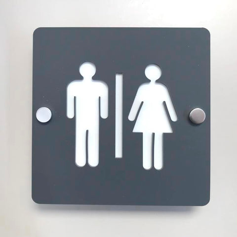 Square Male & Female Toilet Sign - Graphite Grey & White Finish