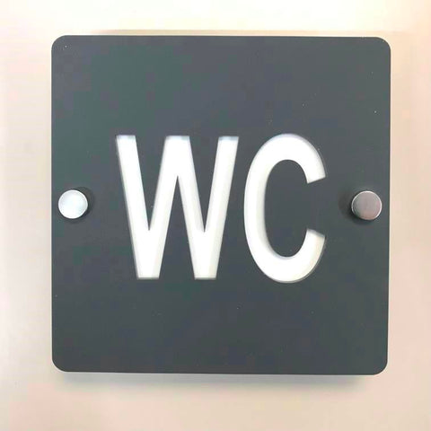 Square WC Toilet Sign - Graphite Grey & White Finish
