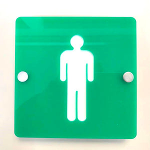 Square Male Toilet Sign - Green & White Finish