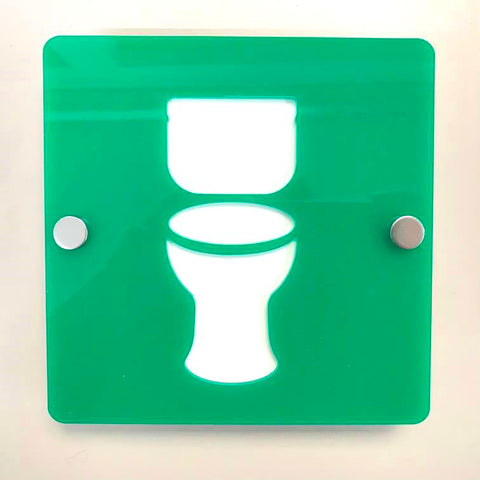 Square Toilet Sign - Green & White Gloss Finish