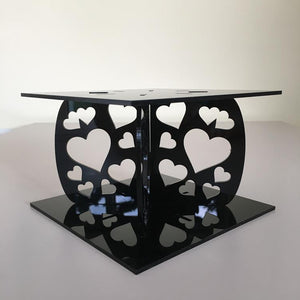 Heart Design Square Wedding/Party Cake Separator - Black