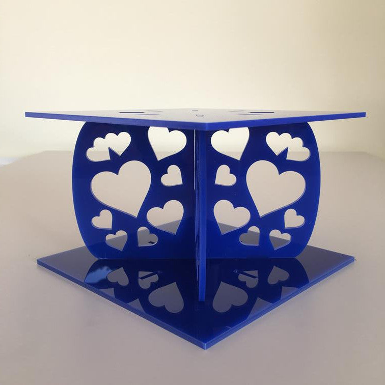 Heart Design Square Wedding/Party Cake Separator - Blue