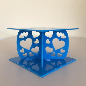 Heart Design Square Wedding/Party Cake Separator - Bright Blue