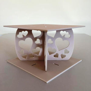 Heart Design Square Wedding/Party Cake Separator - Latte