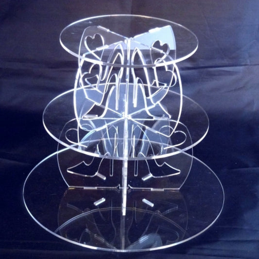 Three Tier High Heel and Heart Design Round Cake Stand