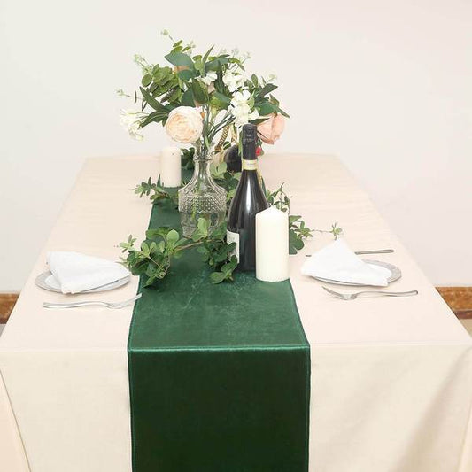 Hunter Green Premium Velvet Satin Table Runner