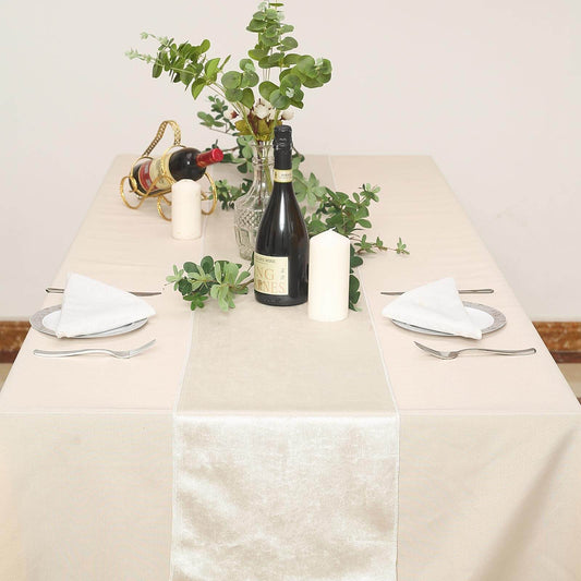 Ivory Premium Velvet Satin Table Runner