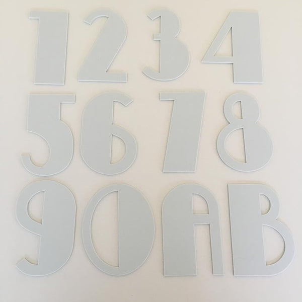 Light Grey Matt, Flat Finish, House Numbers - Art Deco