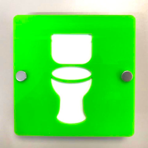 Square Toilet Sign - Lime Green & White Gloss Finish