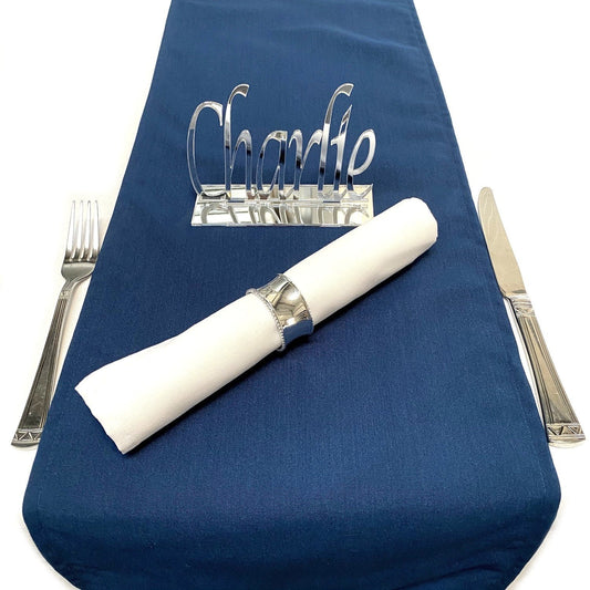 Navy Blue Soft Cotton Linen Feel Table Runners