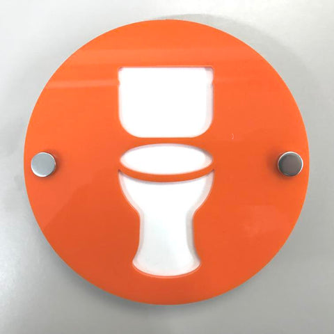 Round Toilet Sign - Orange & White Gloss Finish