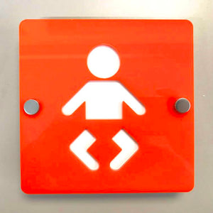 Square Baby Changing Toilet Sign - Orange & White Gloss Finish