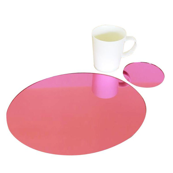 Oval Placemat and Coaster Set - Pink Mirror