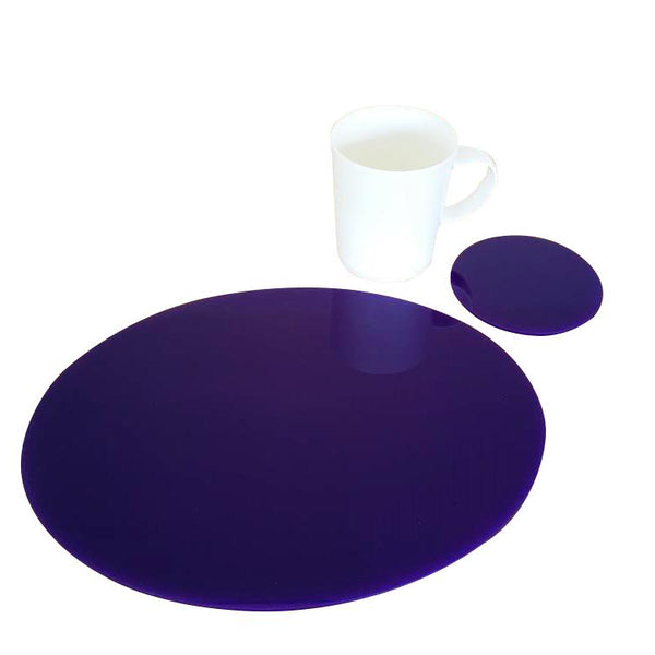 Oval Placemat and Coaster Set - Purple