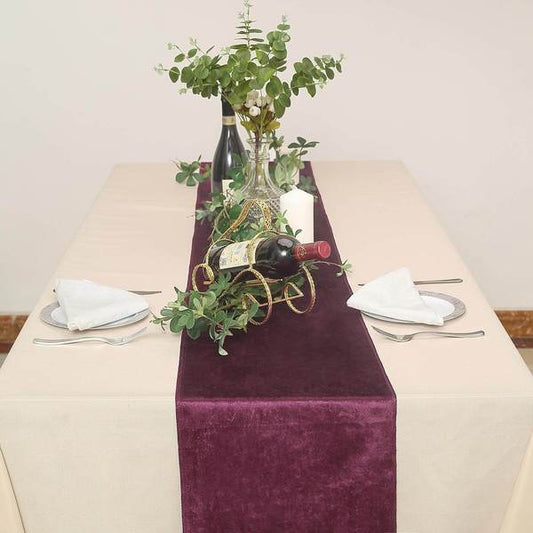 Purple Premium Velvet Satin Table Runner