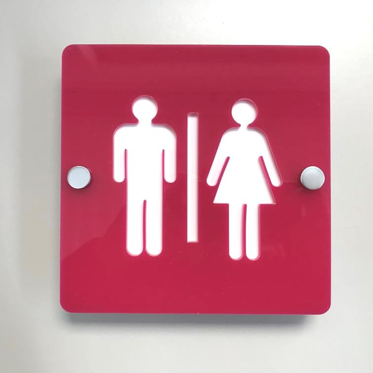 Square Male & Female Toilet Sign - Pink & White Gloss Finish