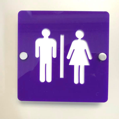 Square Male & Female Toilet Sign - Purple & White Gloss Finish