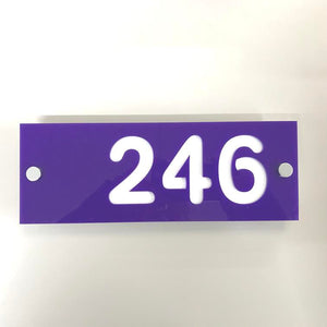 Rectangular Number House Sign - Purple & White Matt Finish