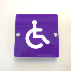 Square Disabled Toilet Sign - Purple & White Gloss Finish