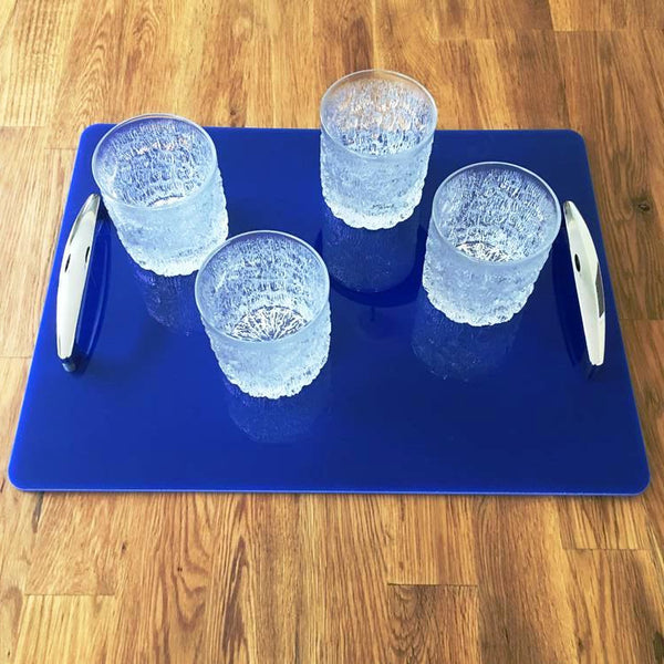 Rectangular Serving Tray with Handle - Blue