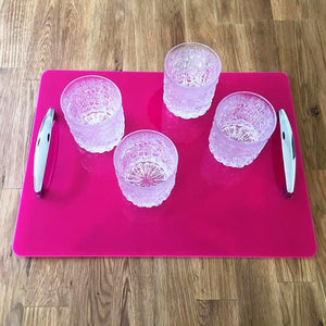 Rectangular Serving Tray with Handle - Pink