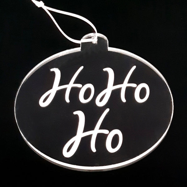 Round Engraved Sayings Christmas Tree Decorations, Clear
