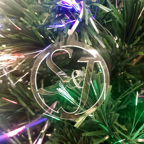 Round Personalised Initials Christmas Tree Decorations