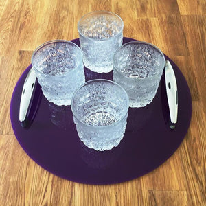 Round Serving Tray with Handle - Purple