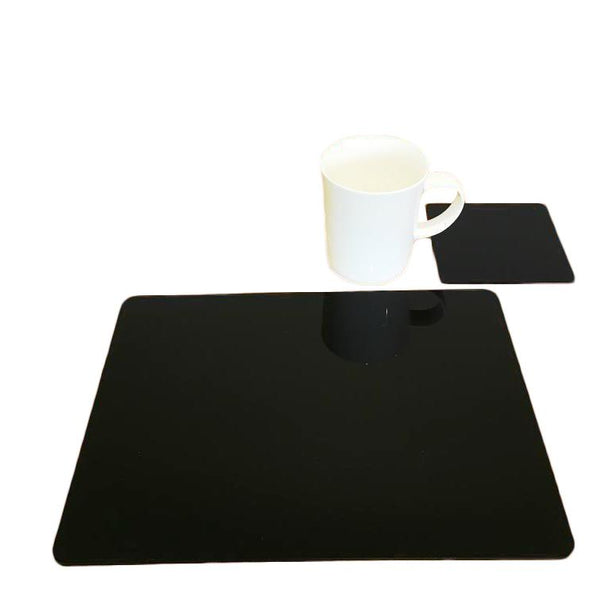 Rectangular Placemat and Coaster Set - Black