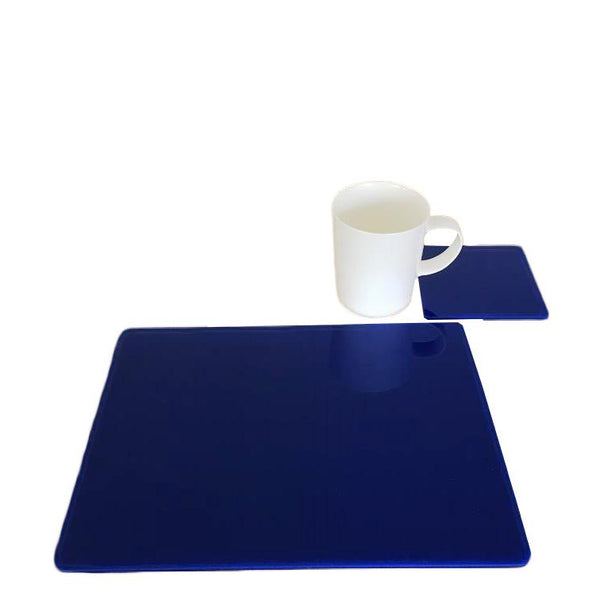 Rectangular Placemat and Coaster Set - Blue