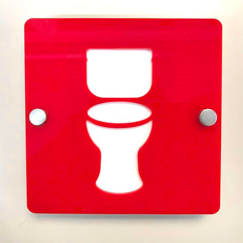 Square Toilet Sign - Red & White Gloss Finish