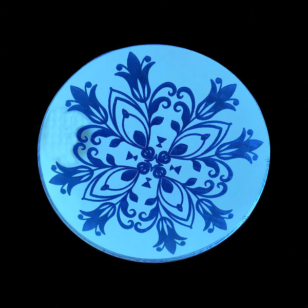 Round Flower Etched Acrylic Coasters
