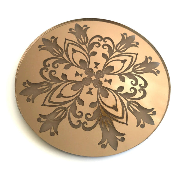 Round Flower Etched Acrylic Coasters