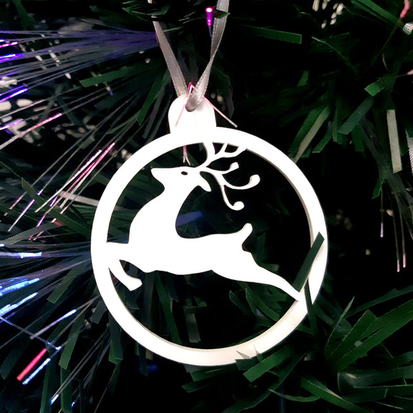 Round Reindeer Christmas Tree Decorations Matt Pastel Colours