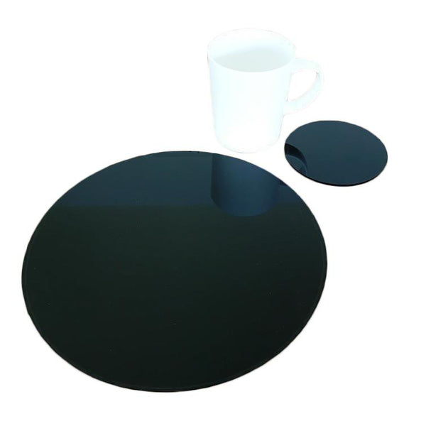 Round Placemat and Coaster Set - Black