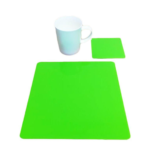 Square Placemat and Coaster Set - Lime Green