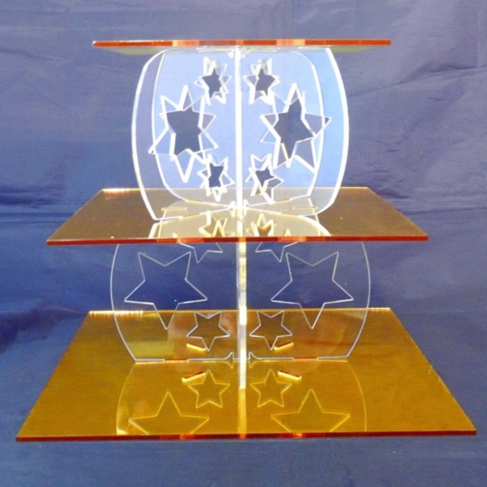 Three Tier Star Design Square Cake Stand