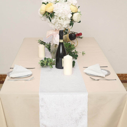 White Premium Velvet Satin Table Runner