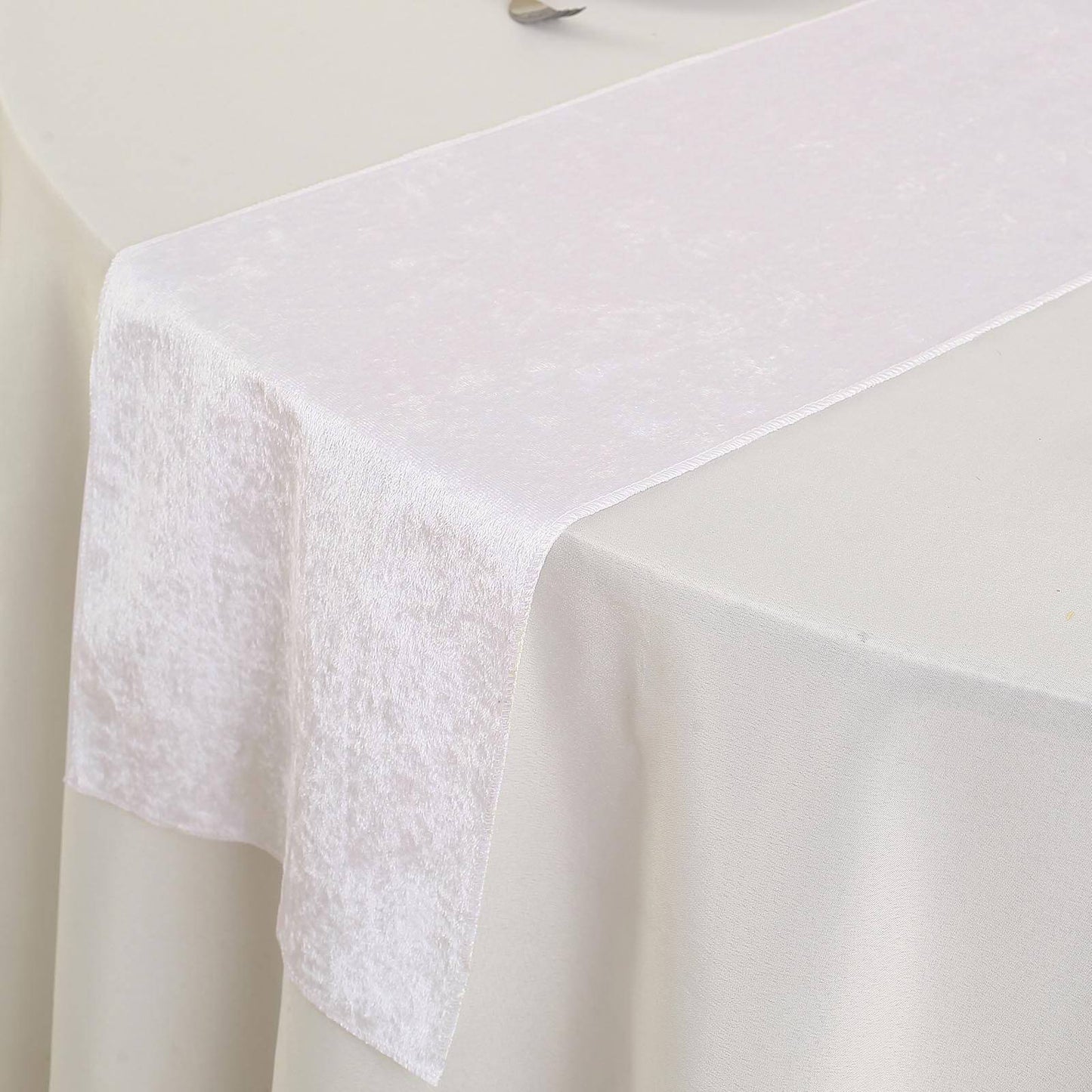 White Premium Velvet Satin Table Runner