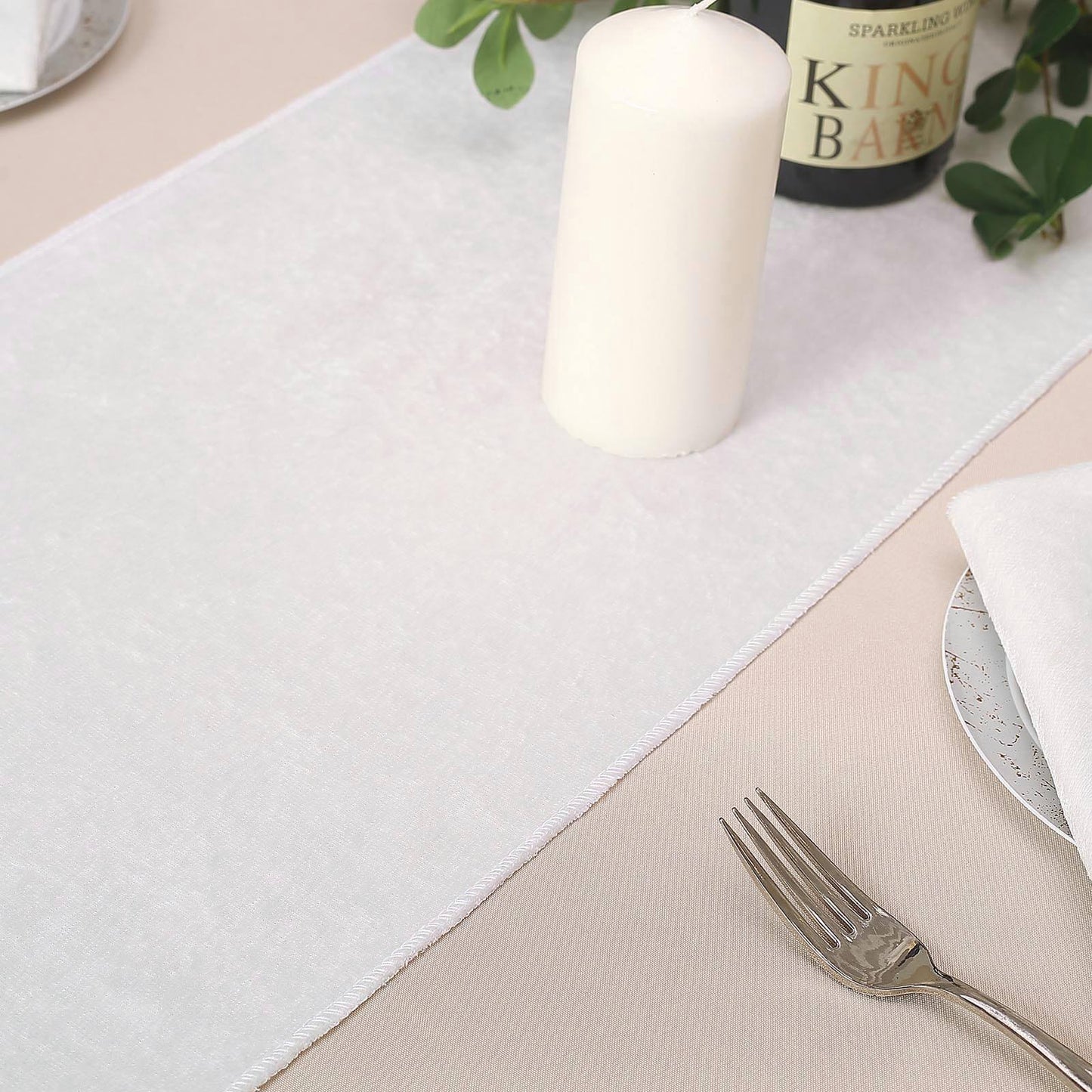 White Premium Velvet Satin Table Runner