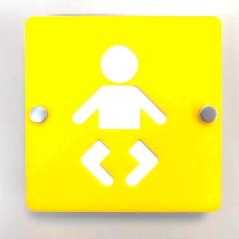 Square Baby Changing Toilet Sign - Yellow & White Gloss Finish