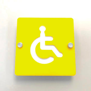 Square Disabled Toilet Sign - Yellow & White Gloss Finish