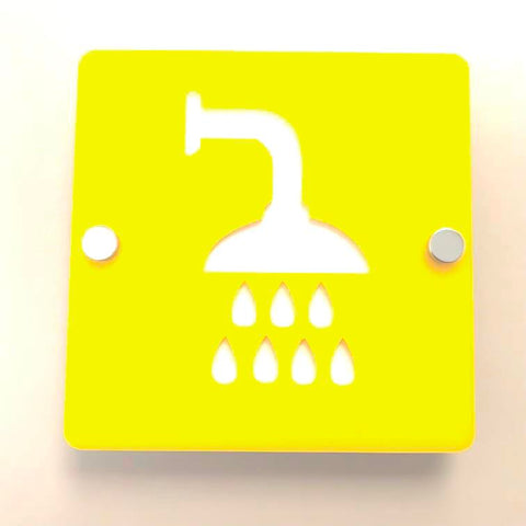 Square Shower Sign - Yellow & White Gloss Finish
