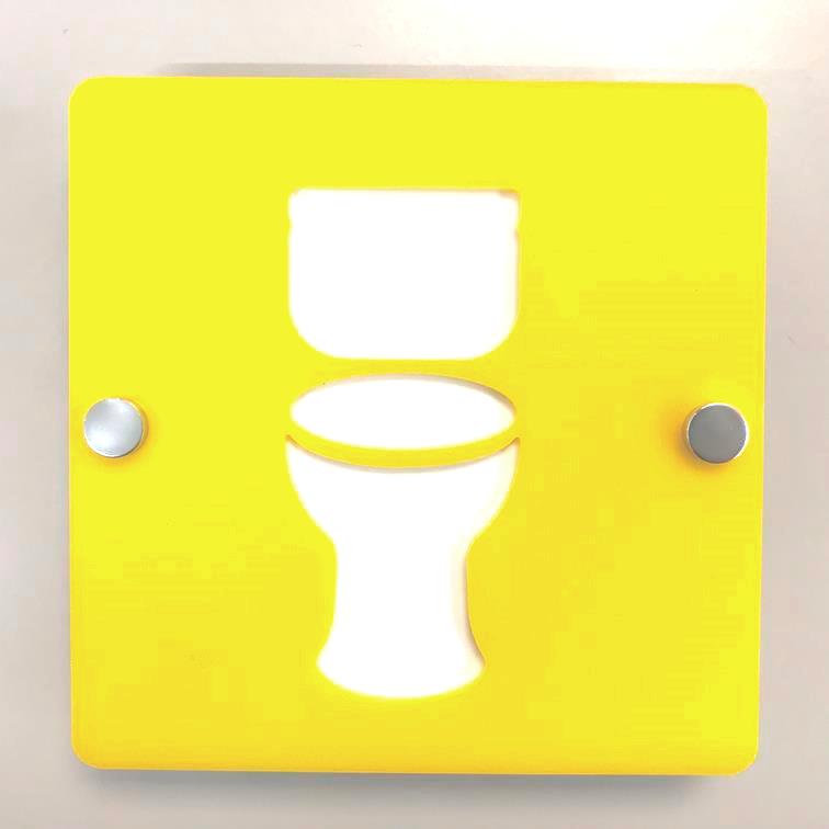 Square Toilet Sign - Yellow & White Gloss Finish
