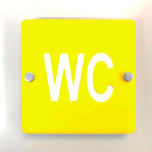 Square WC Toilet Sign - Yellow & White Gloss Finish