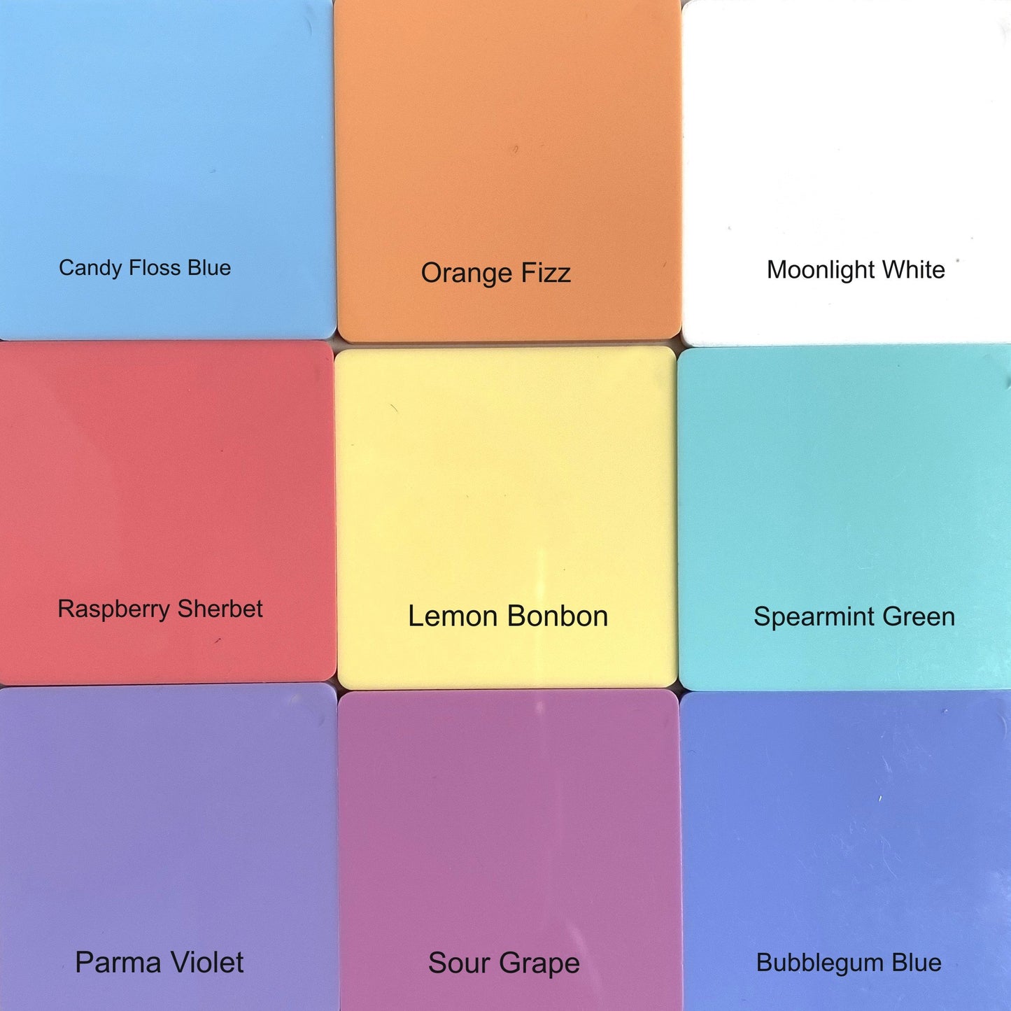 Contemporary Numbered Square Shaped Two Colour Clocks - Many Colour Choices