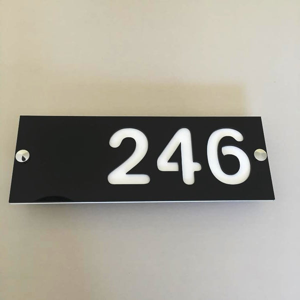 Rectangular Number House Sign - Black & White Gloss Finish