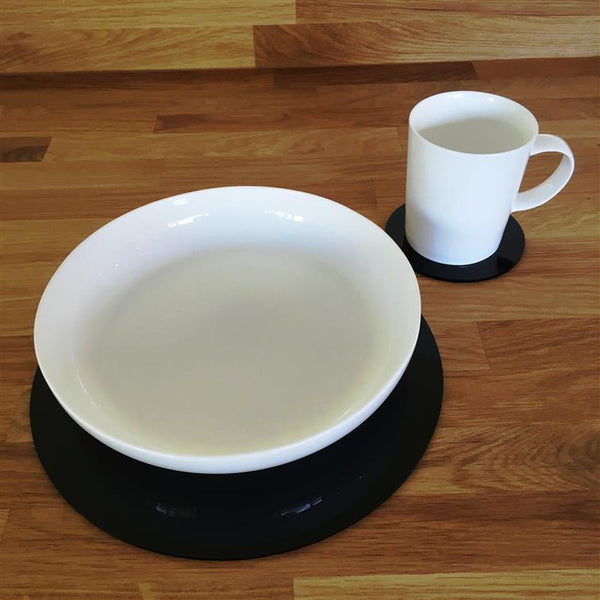 Round Placemat and Coaster Set - Black