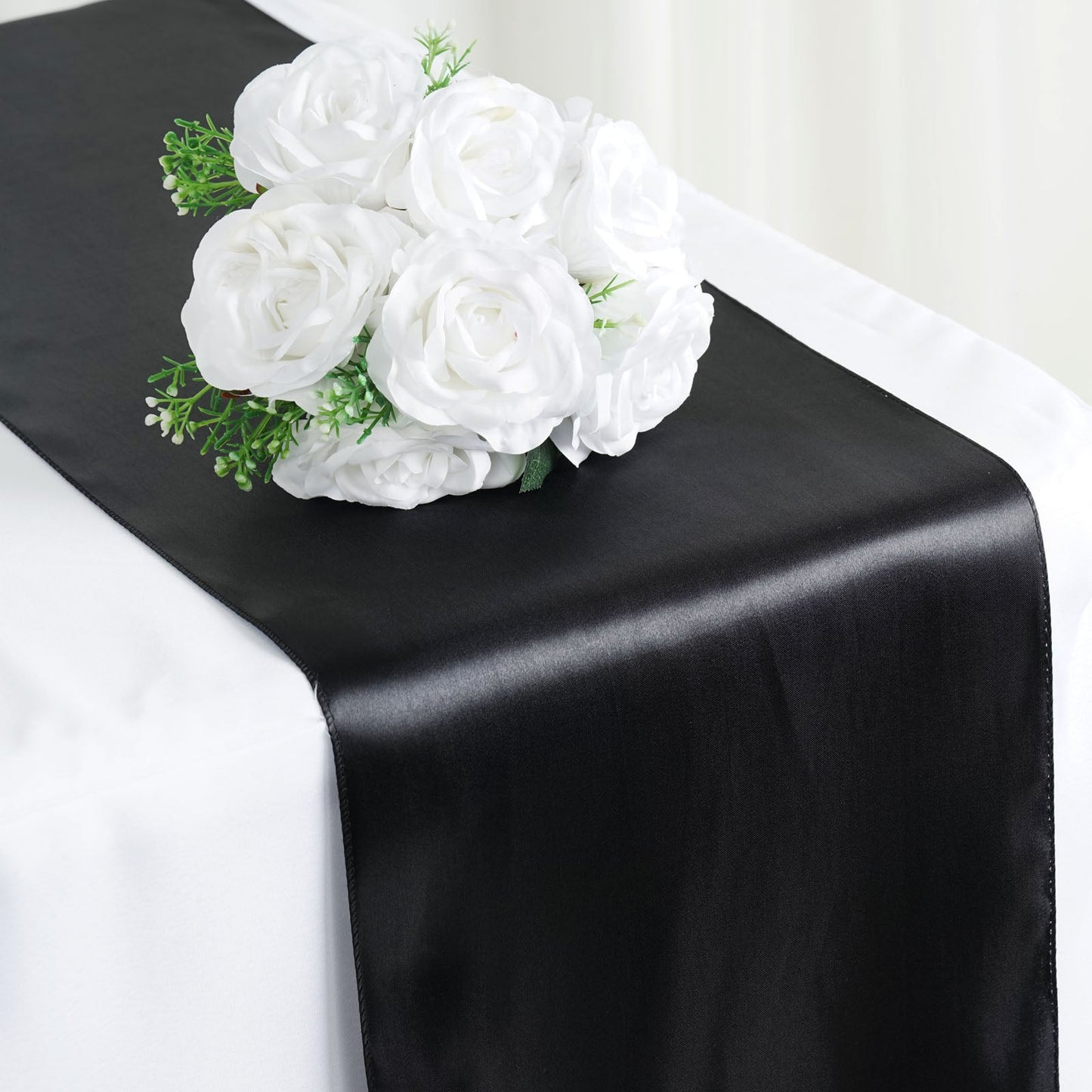 Black Satin Smooth Table Runners