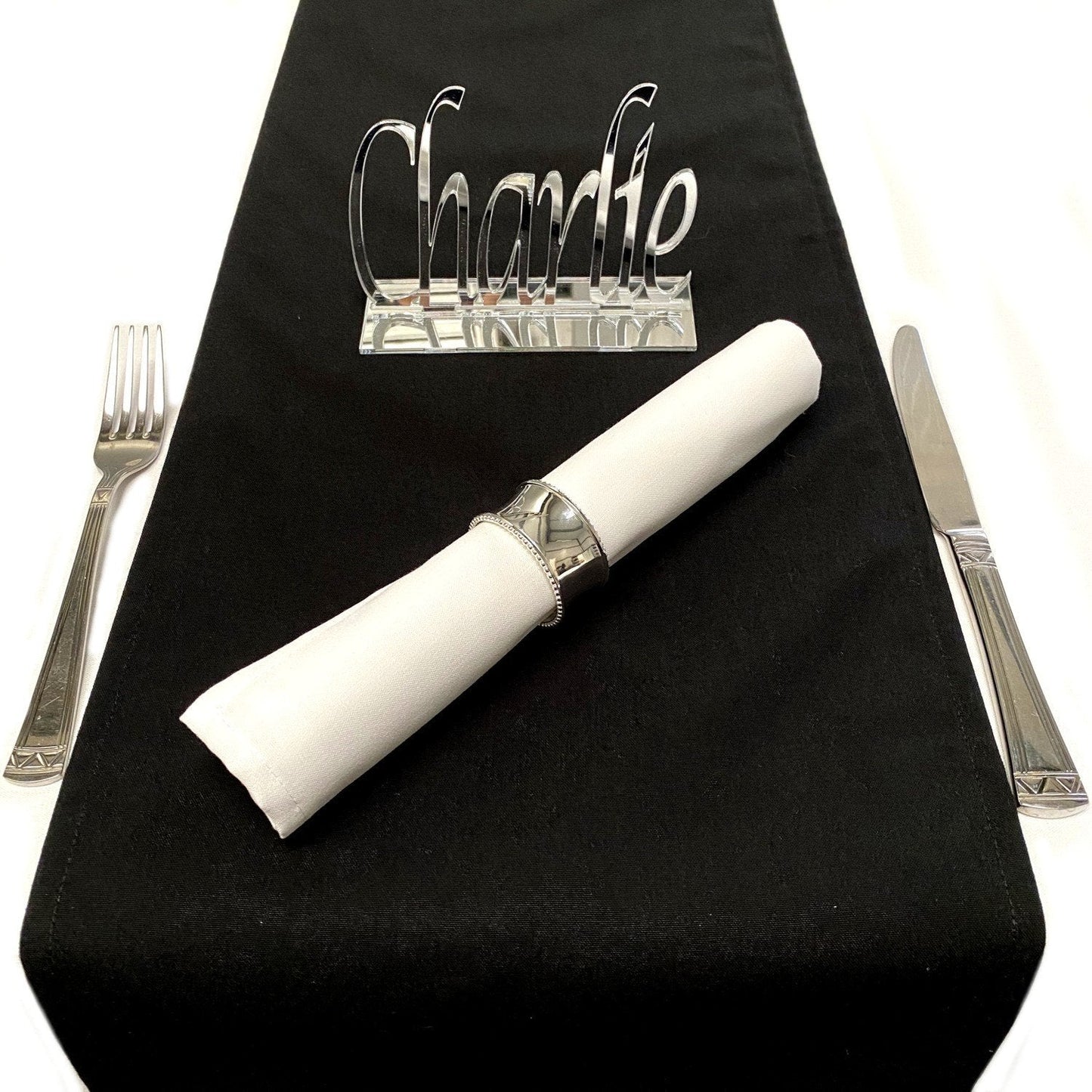 Black Soft Cotton Linen Feel Table Runners